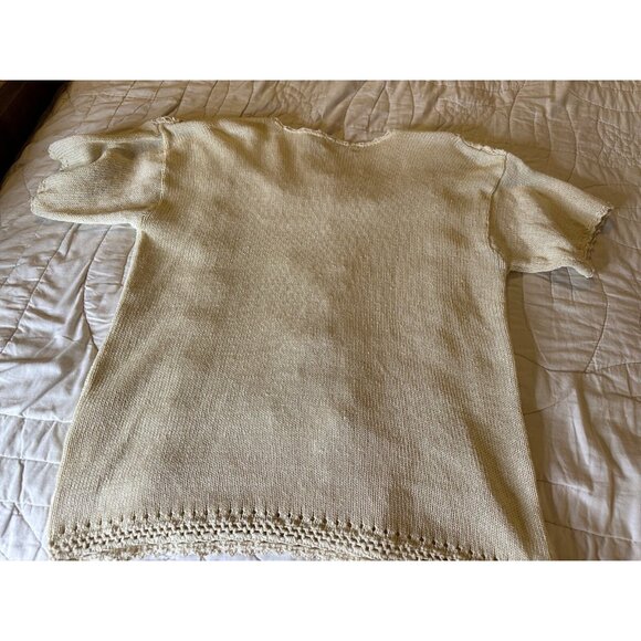 VTG 90s Artsy Embroidered M Cable  Knit Sweater Portrait Collar Coquette read - Picture 9 of 14